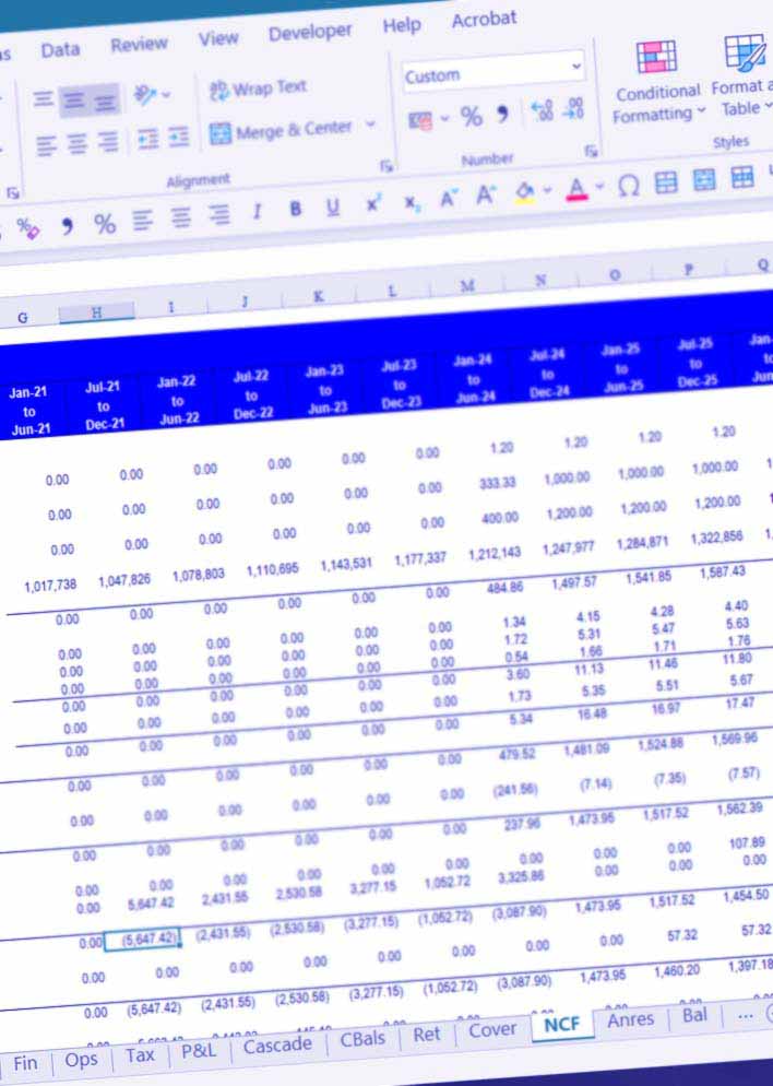 image of model page in Excel